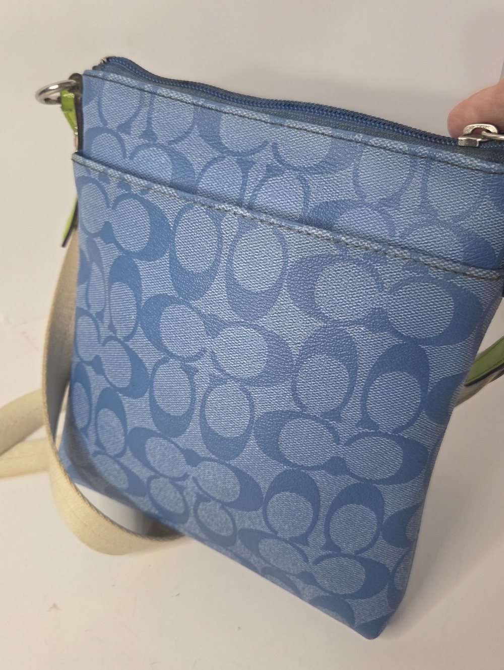 coach signature crossbody blue lime green accent classic 90s y2k coated canvas - Picture 3 of 8